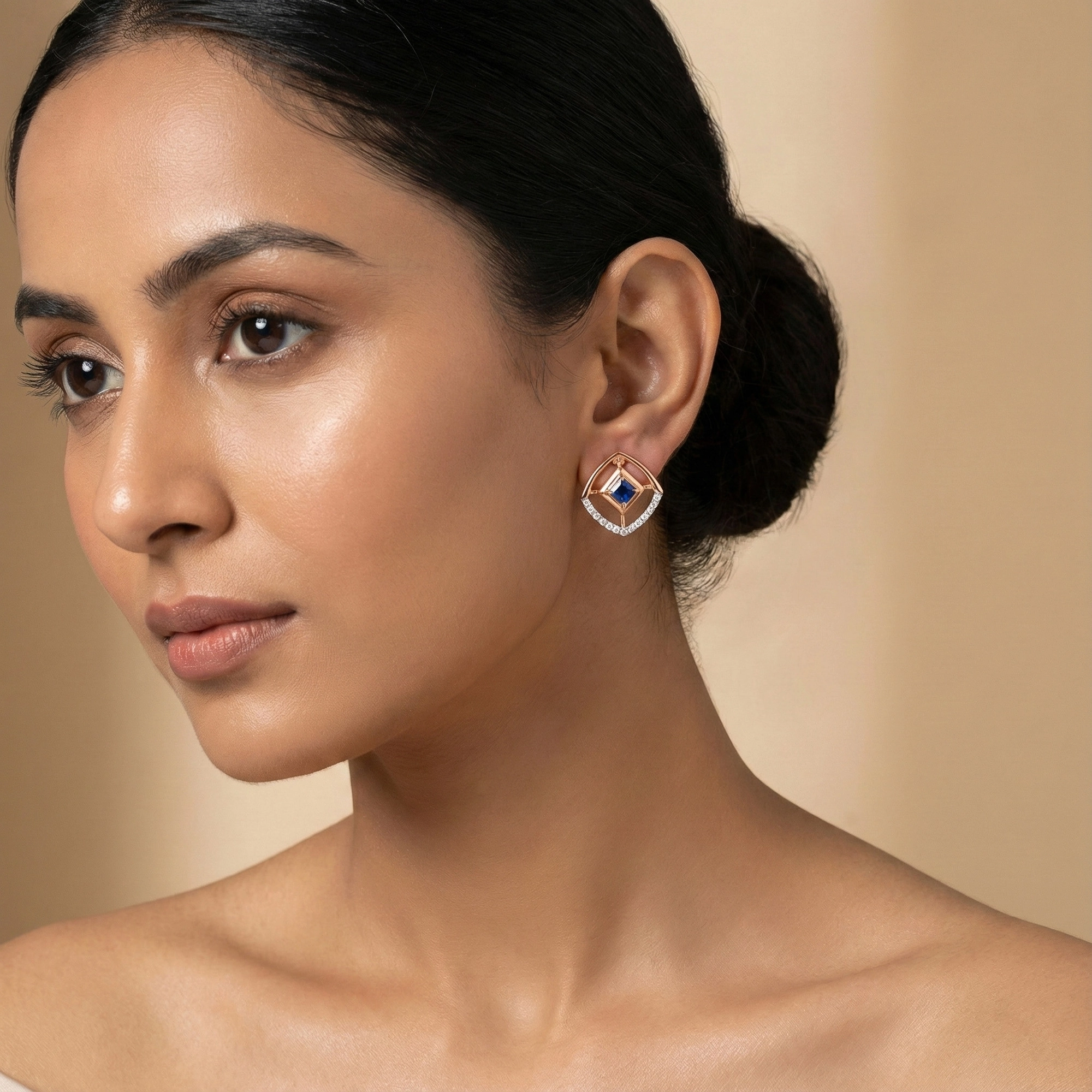 Rose Gold Diamond Earrings thumbnail 3