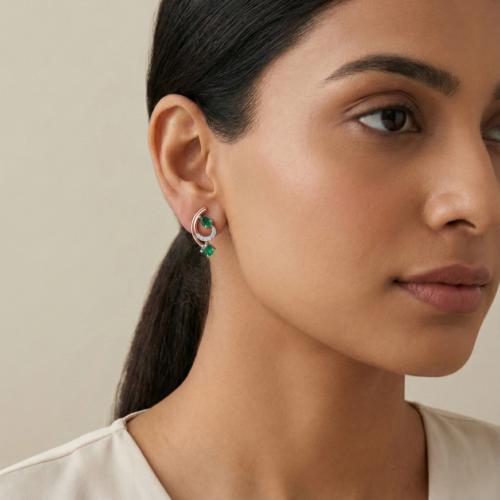 Rose Gold Diamond Earrings thumbnail 3