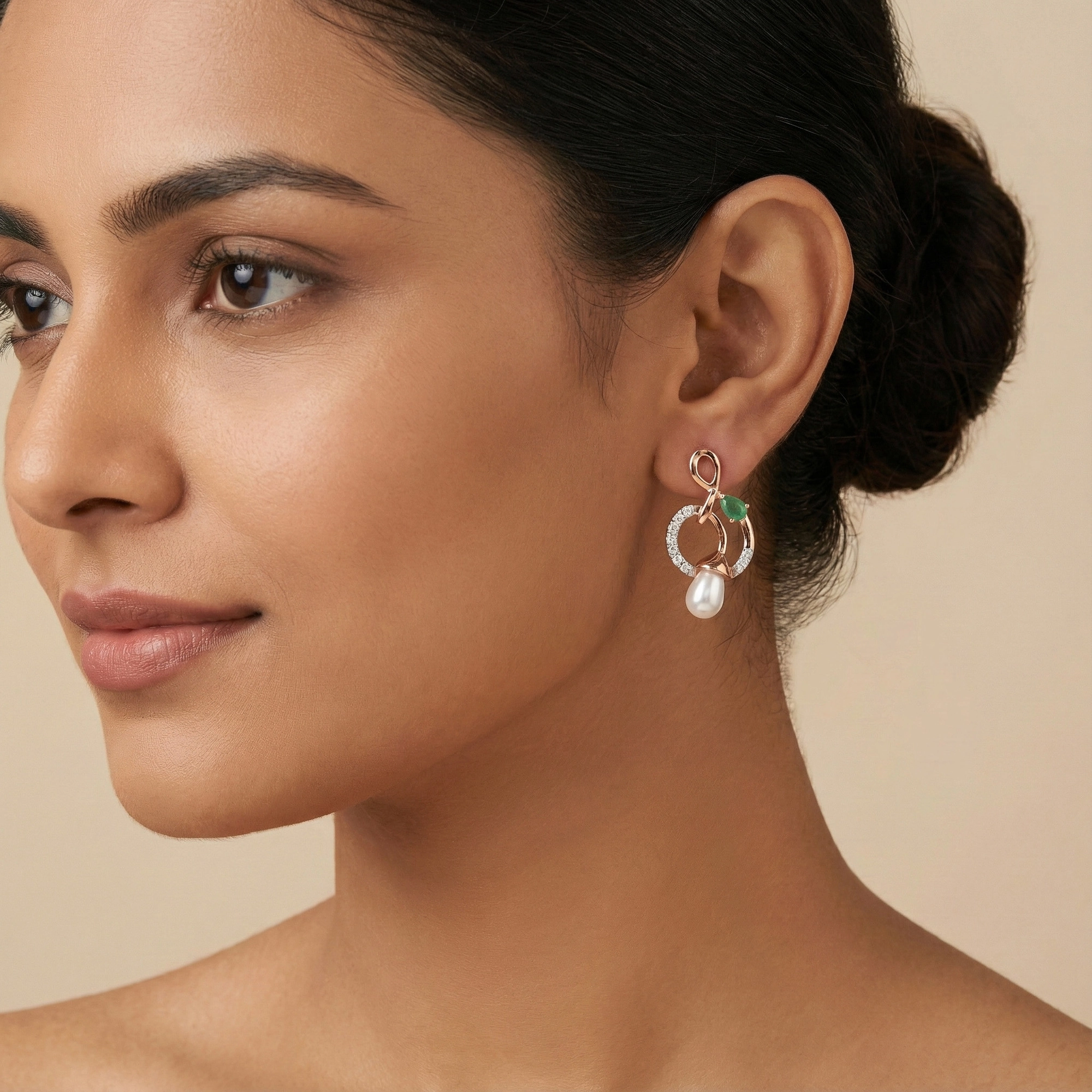 Rose Gold Diamond Earrings thumbnail 3