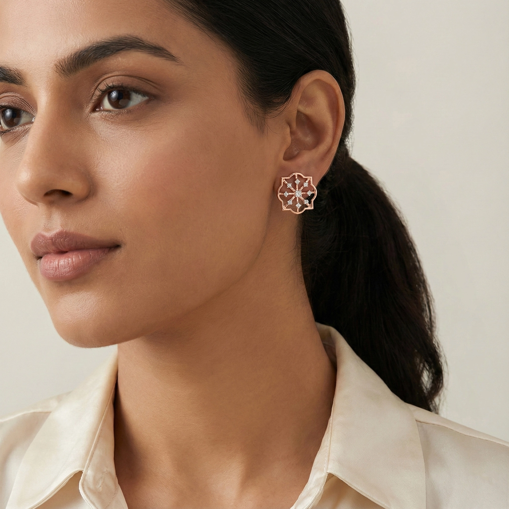 Rose Gold Diamond Earrings thumbnail 3