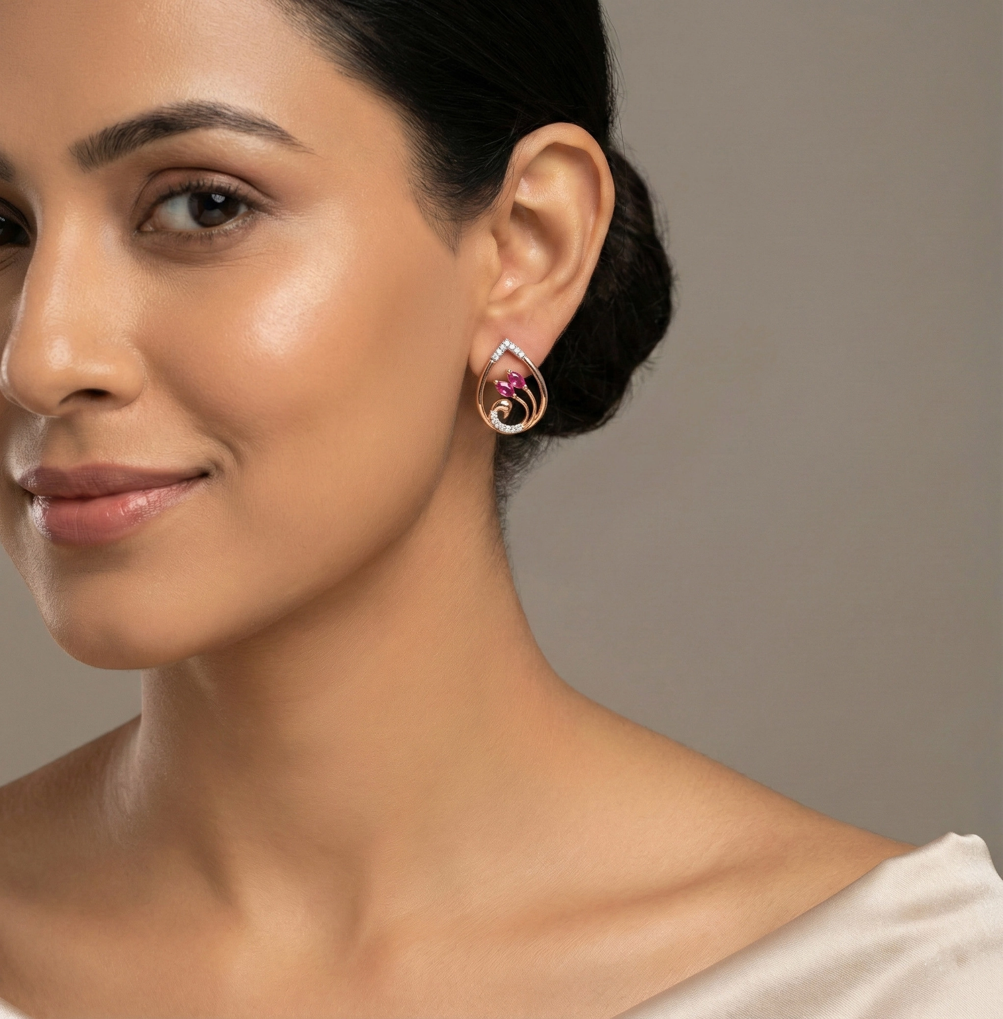 Rose Gold Diamond Earrings thumbnail 3