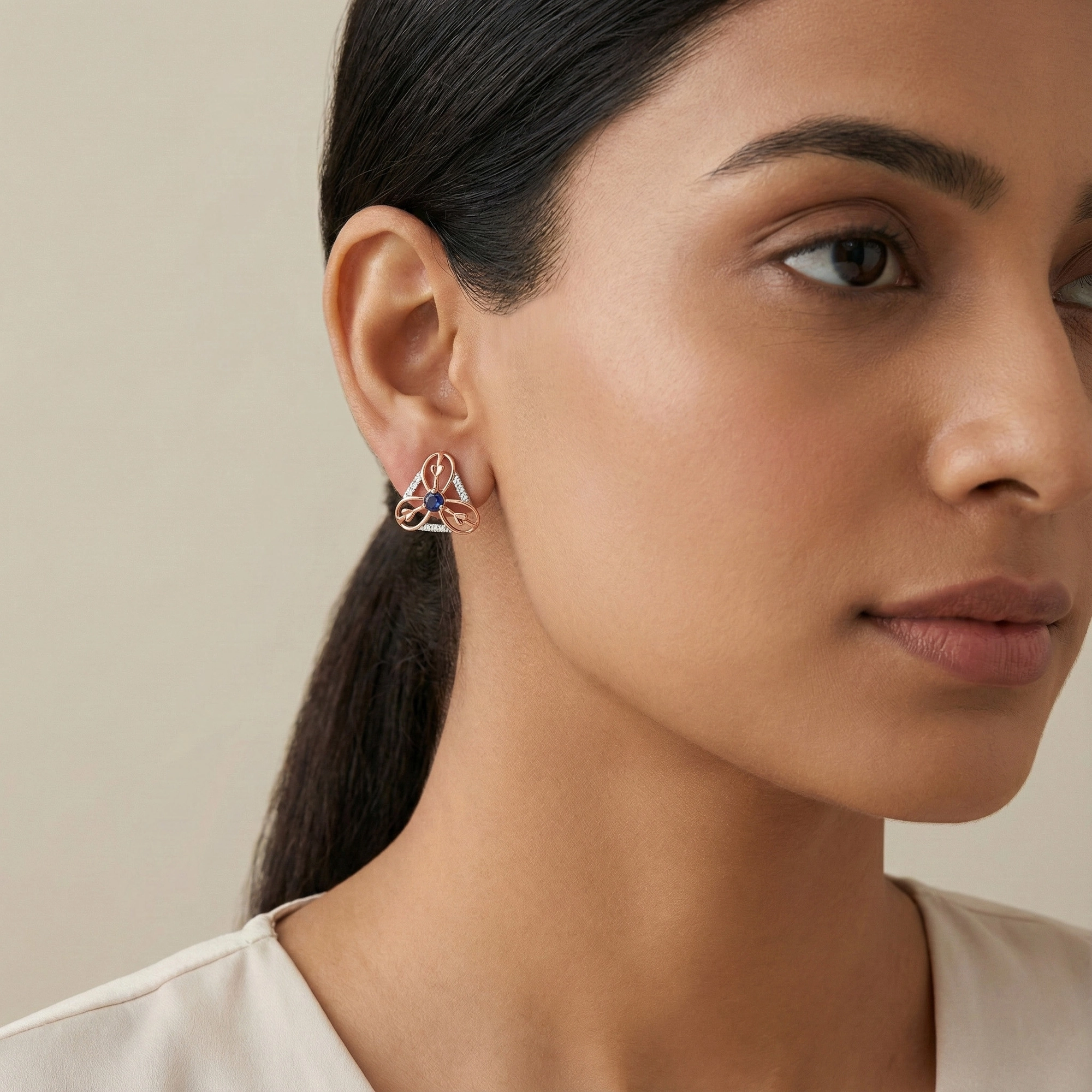 Rose Gold Diamond Earrings thumbnail 3