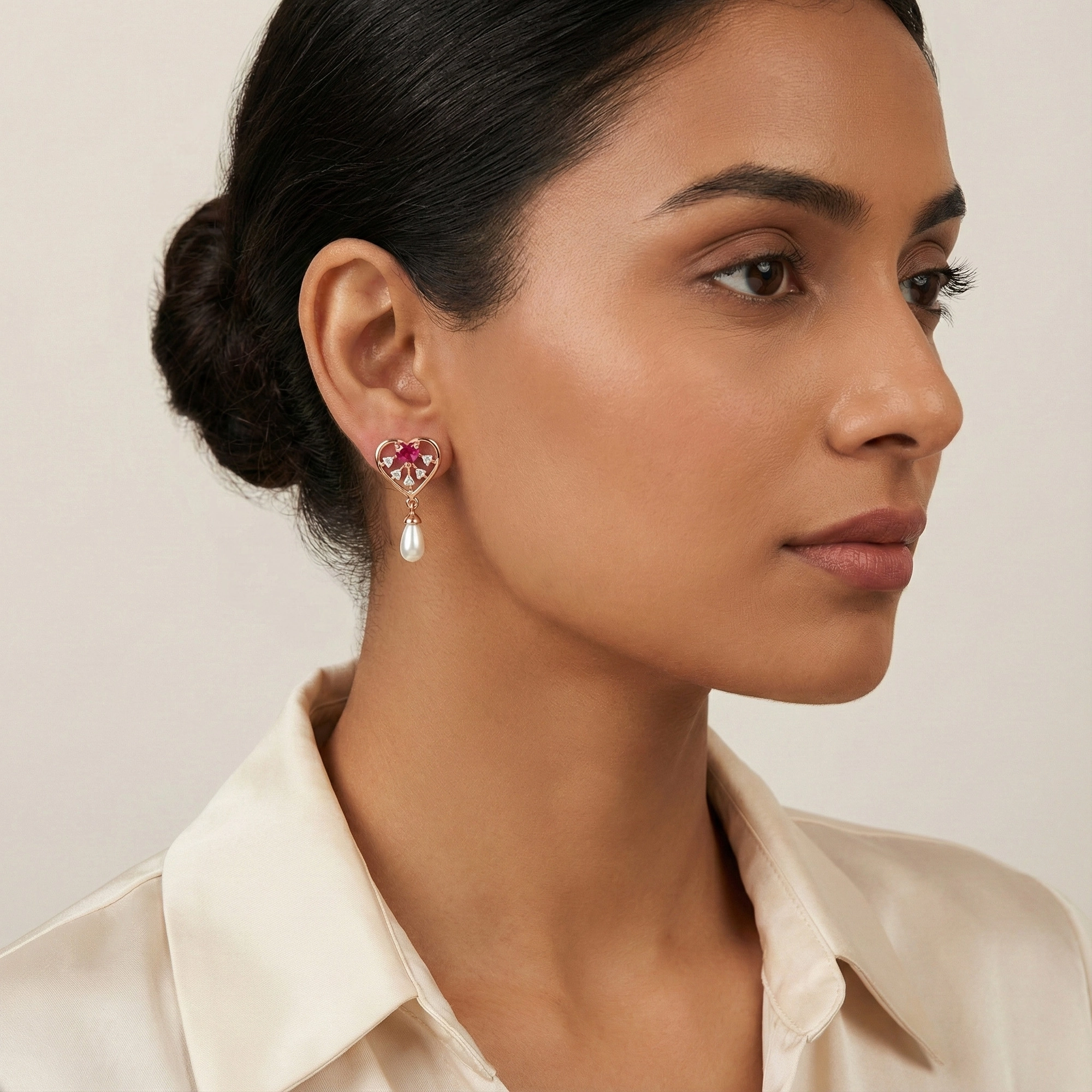 Rose Gold Diamond Earrings thumbnail 3