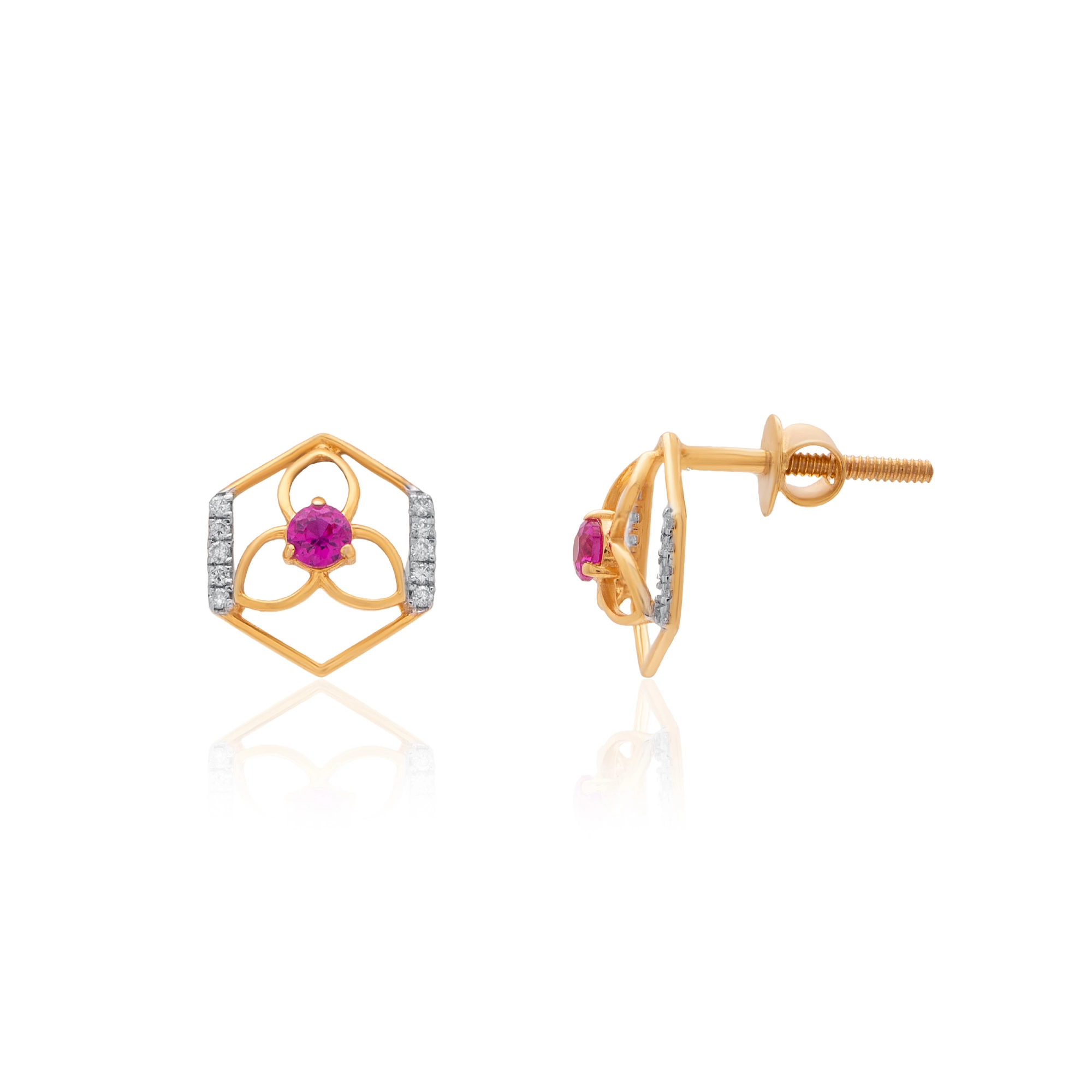 Yellow Gold Diamond Earring thumbnail 3