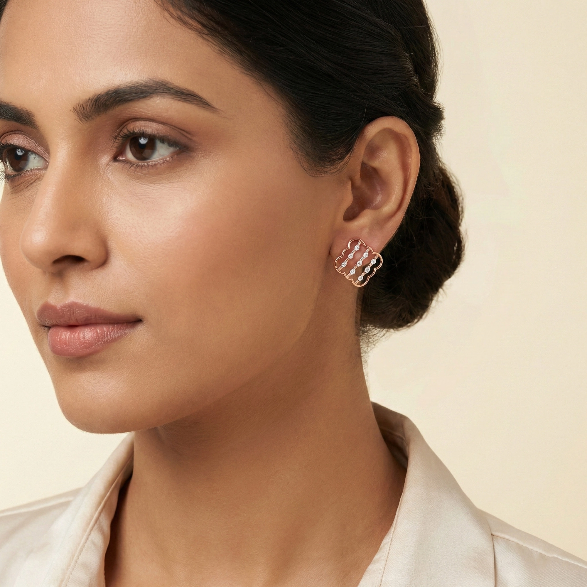 Rose Gold Diamond Earrings thumbnail 3