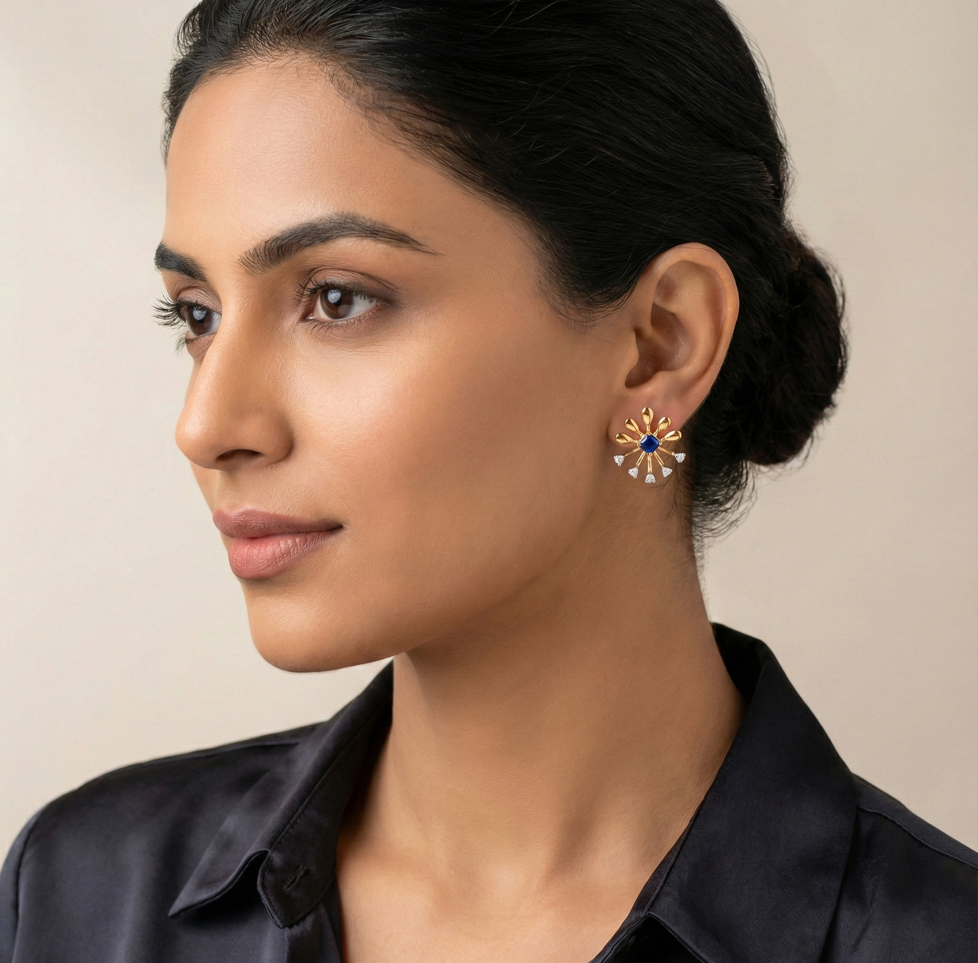Yellow Gold Diamond Earrings thumbnail 3