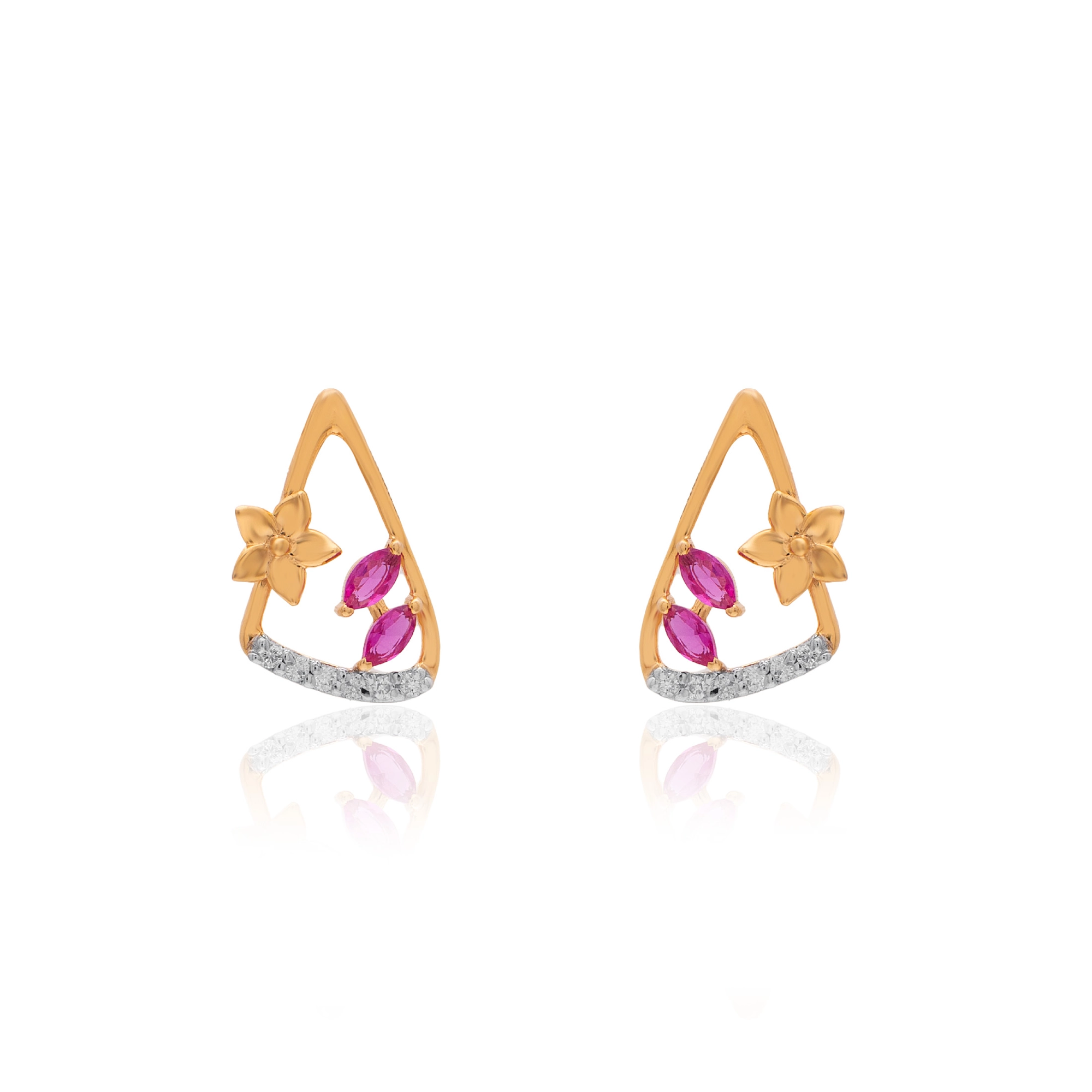 Yellow Gold Diamond Earrings thumbnail 2
