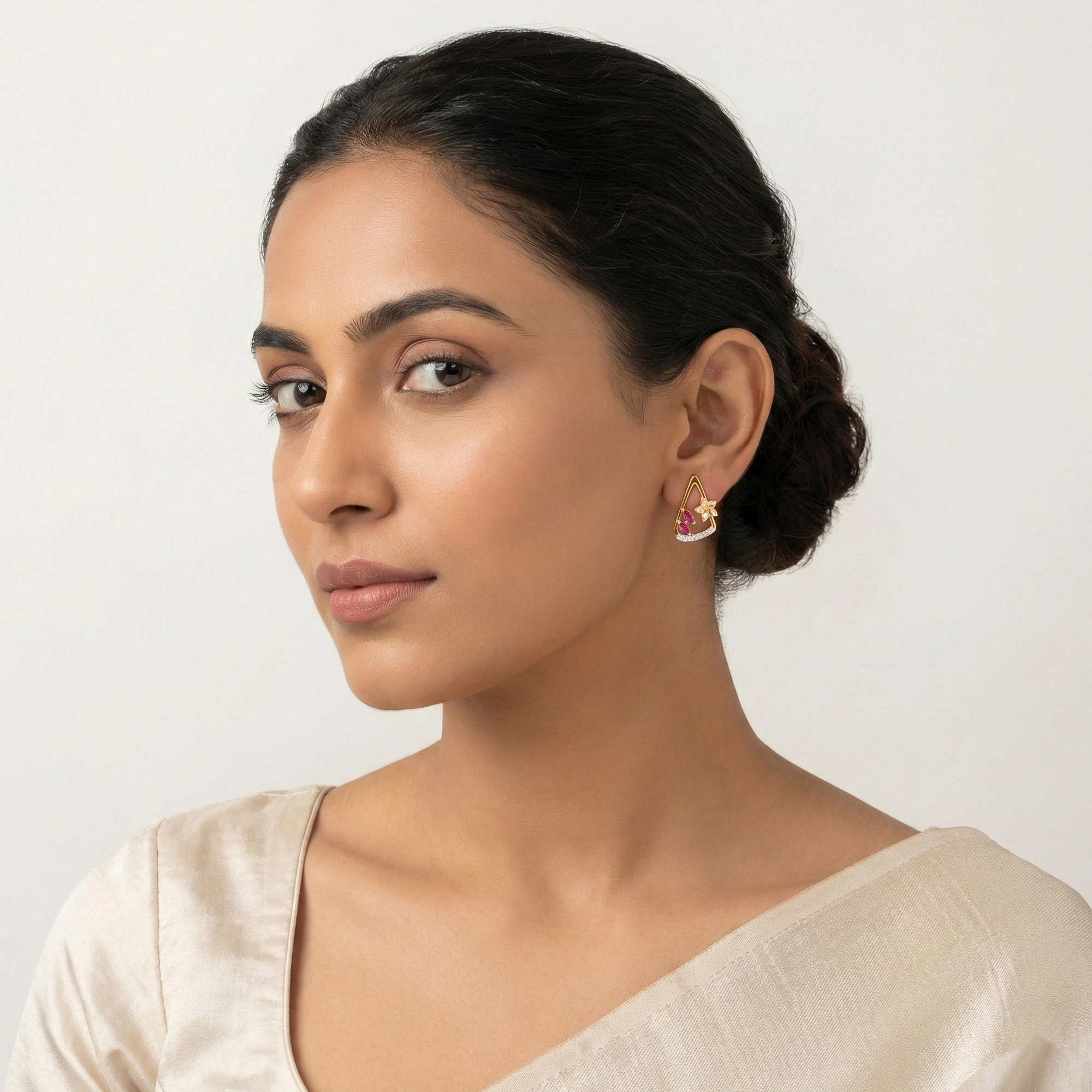 Yellow Gold Diamond Earrings thumbnail 3