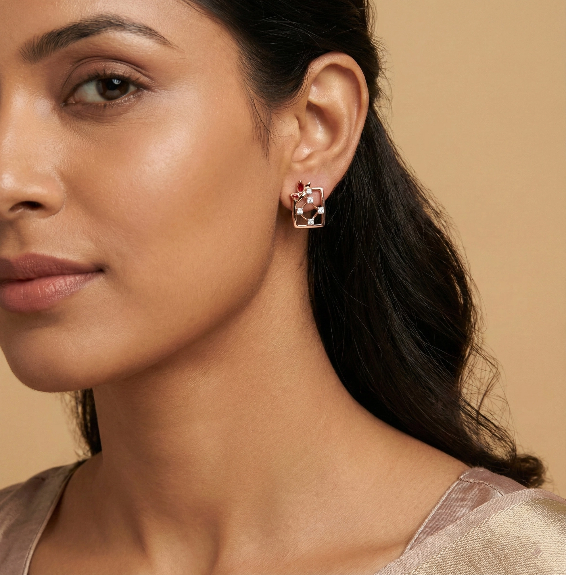 Rose Gold Diamond Earrings thumbnail 3