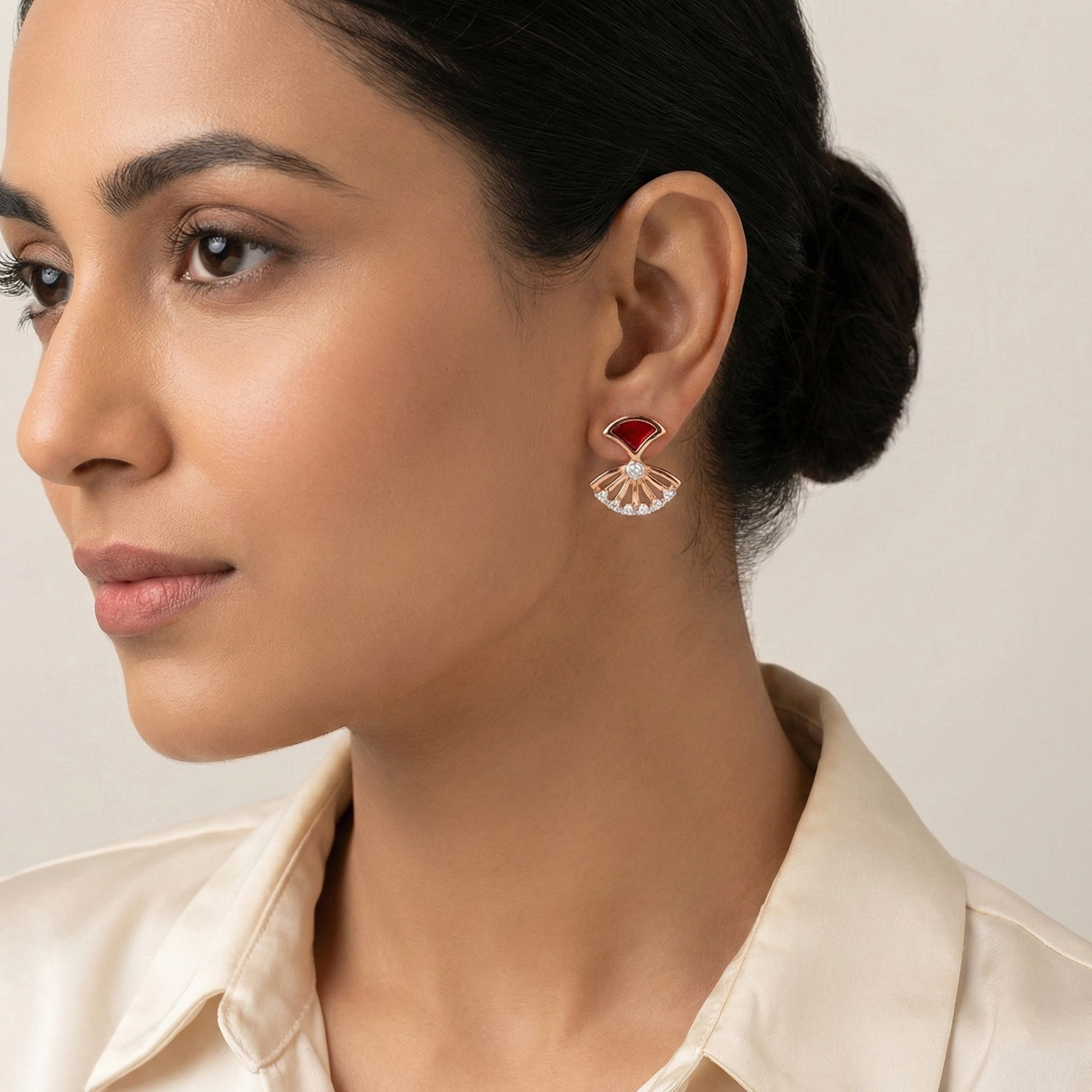 Rose Gold Diamond Earrings thumbnail 3