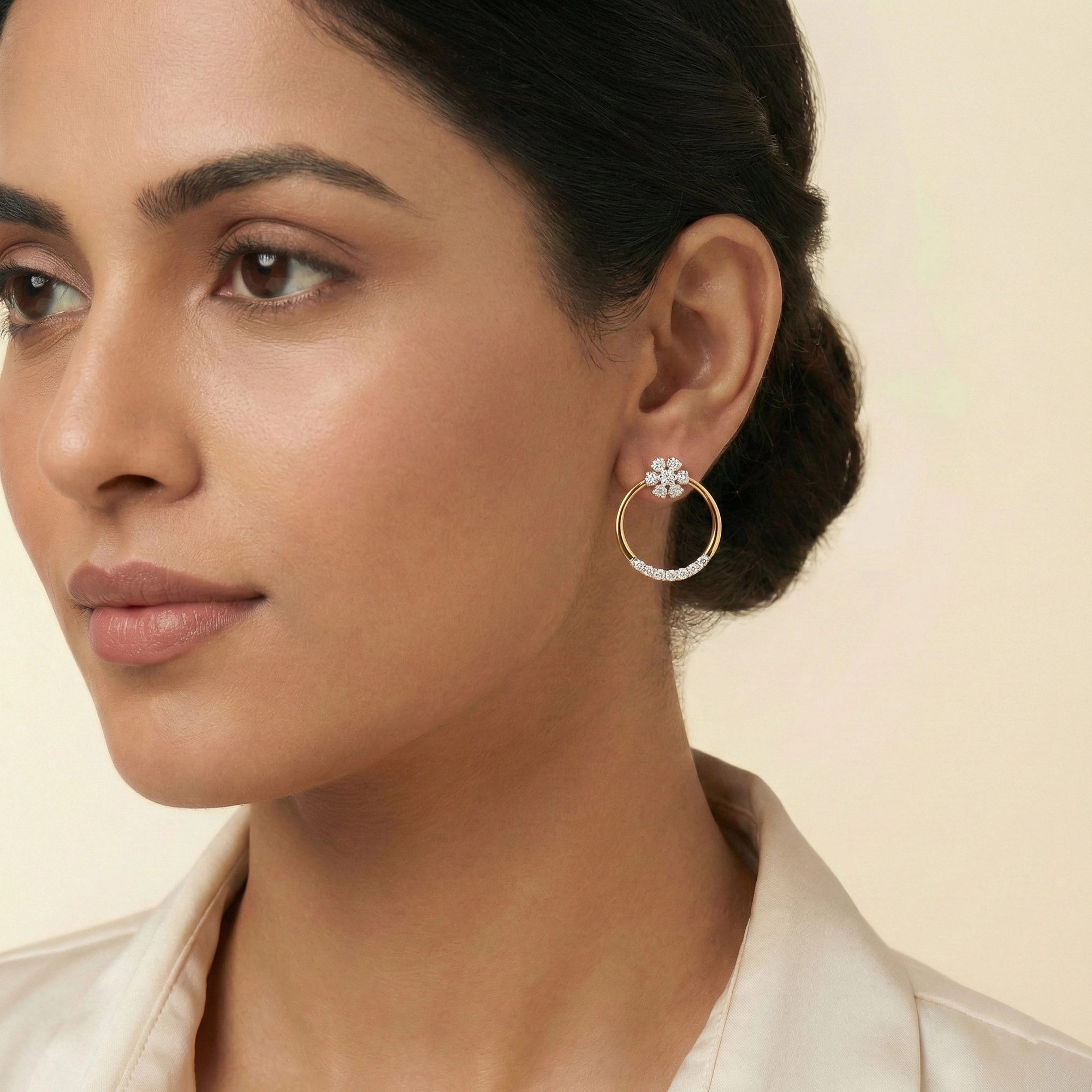 Yellow Gold Diamond Earrings thumbnail 3