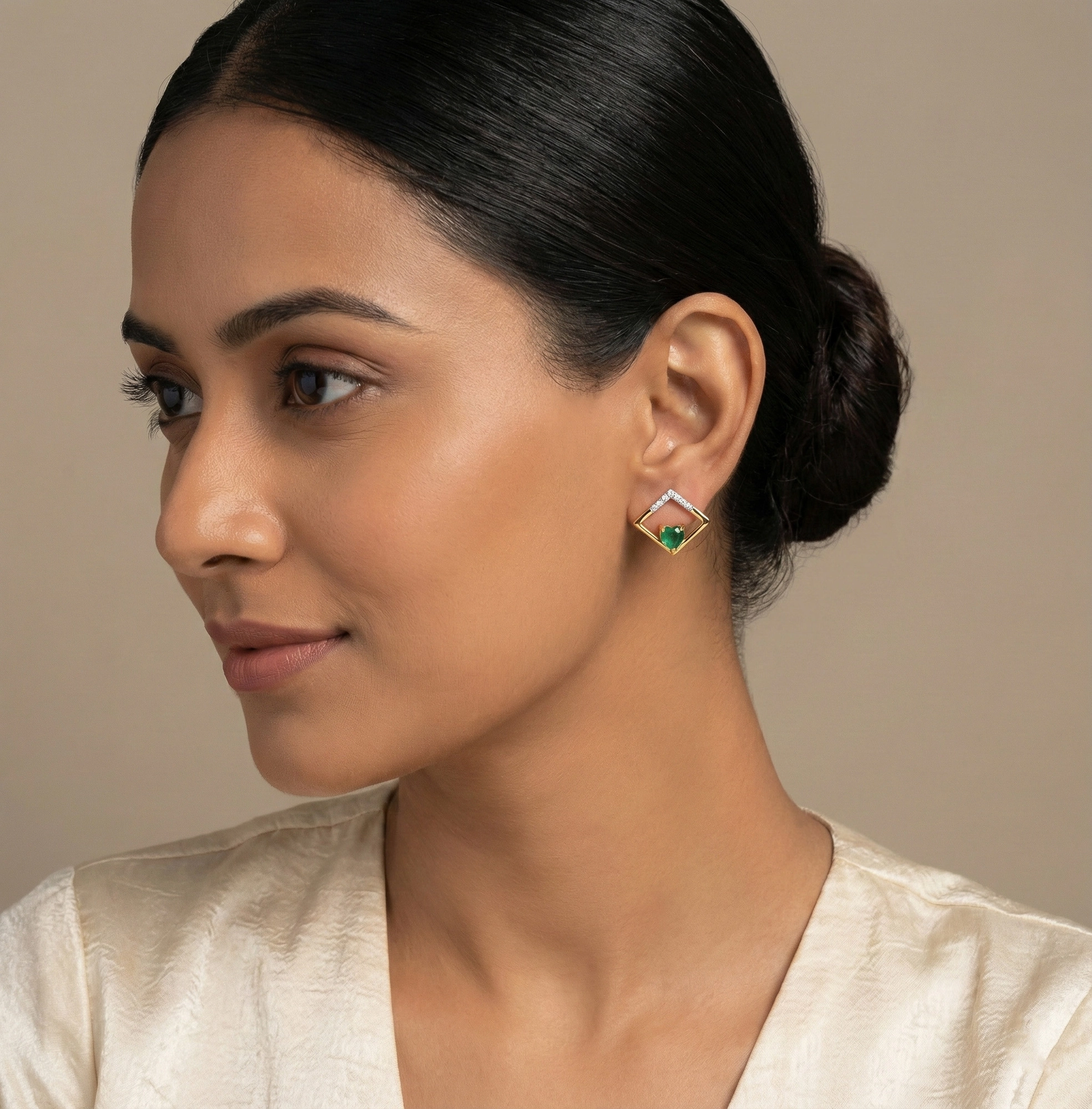 Yellow Gold Diamond Earrings thumbnail 3
