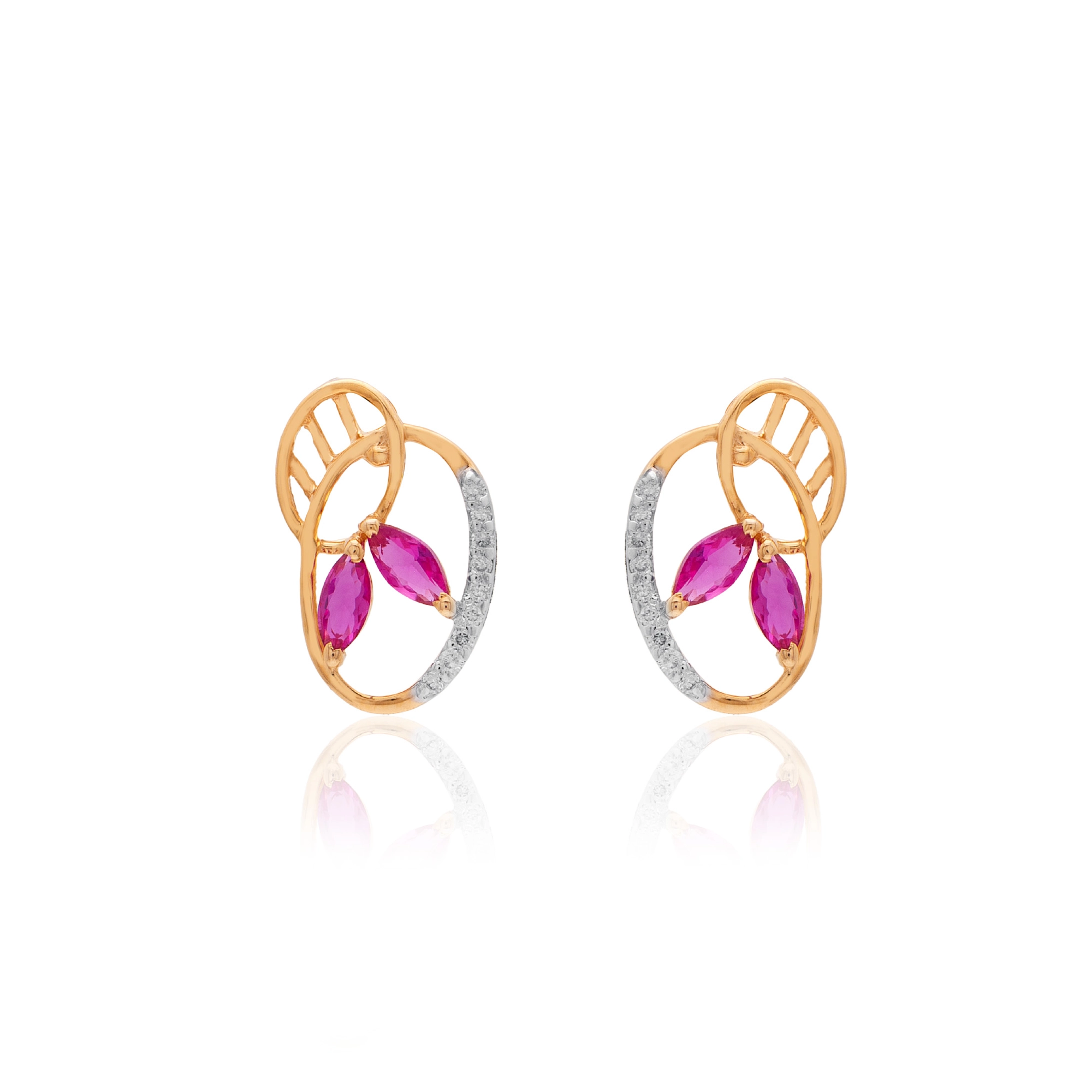 Yellow Gold Diamond Earrings thumbnail 2