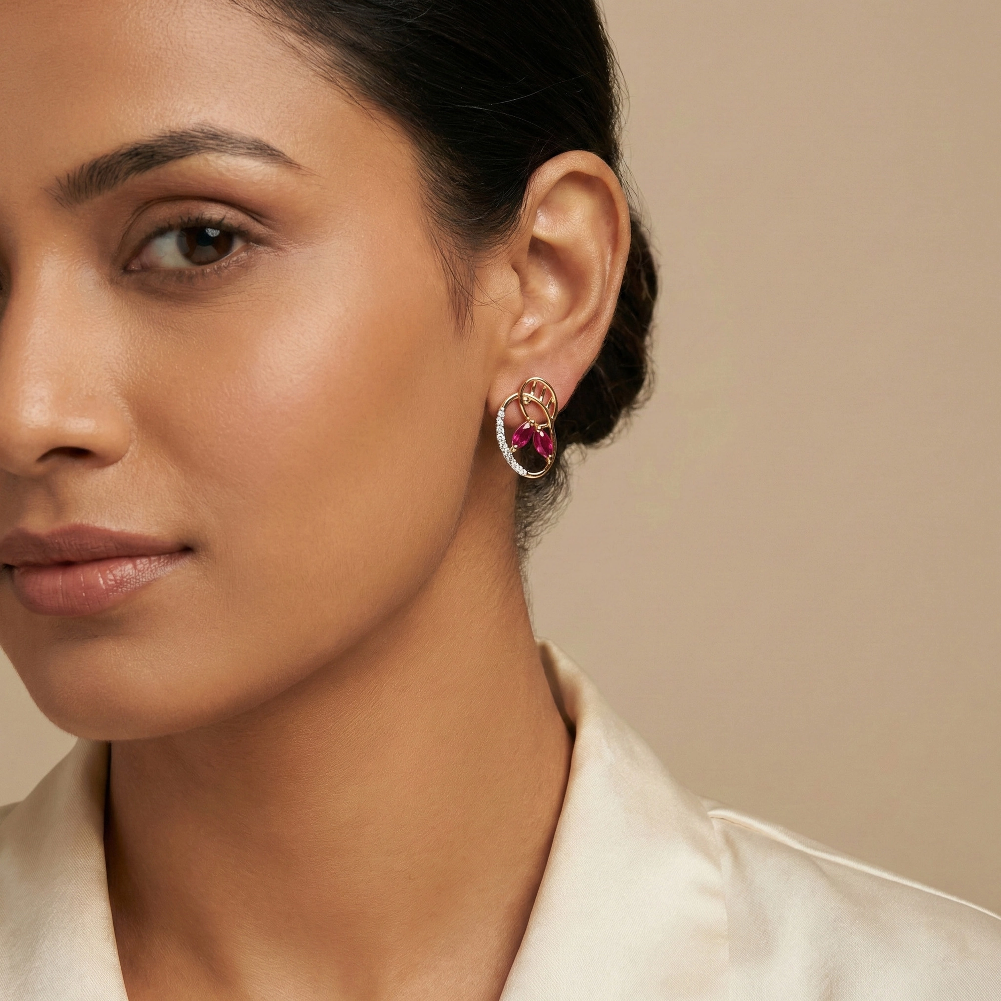 Yellow Gold Diamond Earrings thumbnail 3