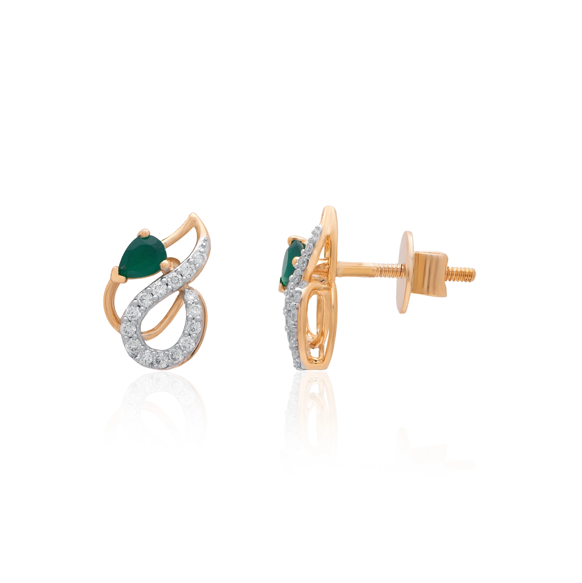 Yellow Gold Diamond Earring thumbnail 3