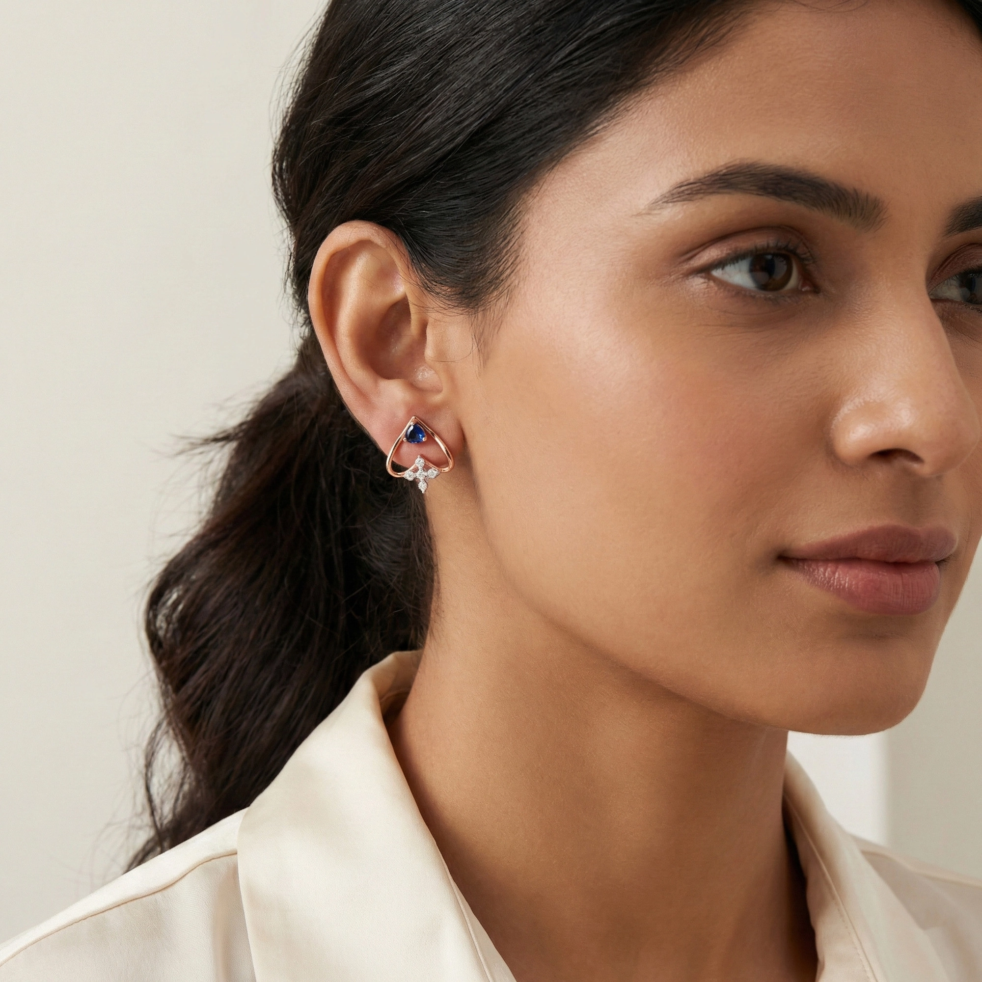 Rose Gold Diamond Earrings thumbnail 3