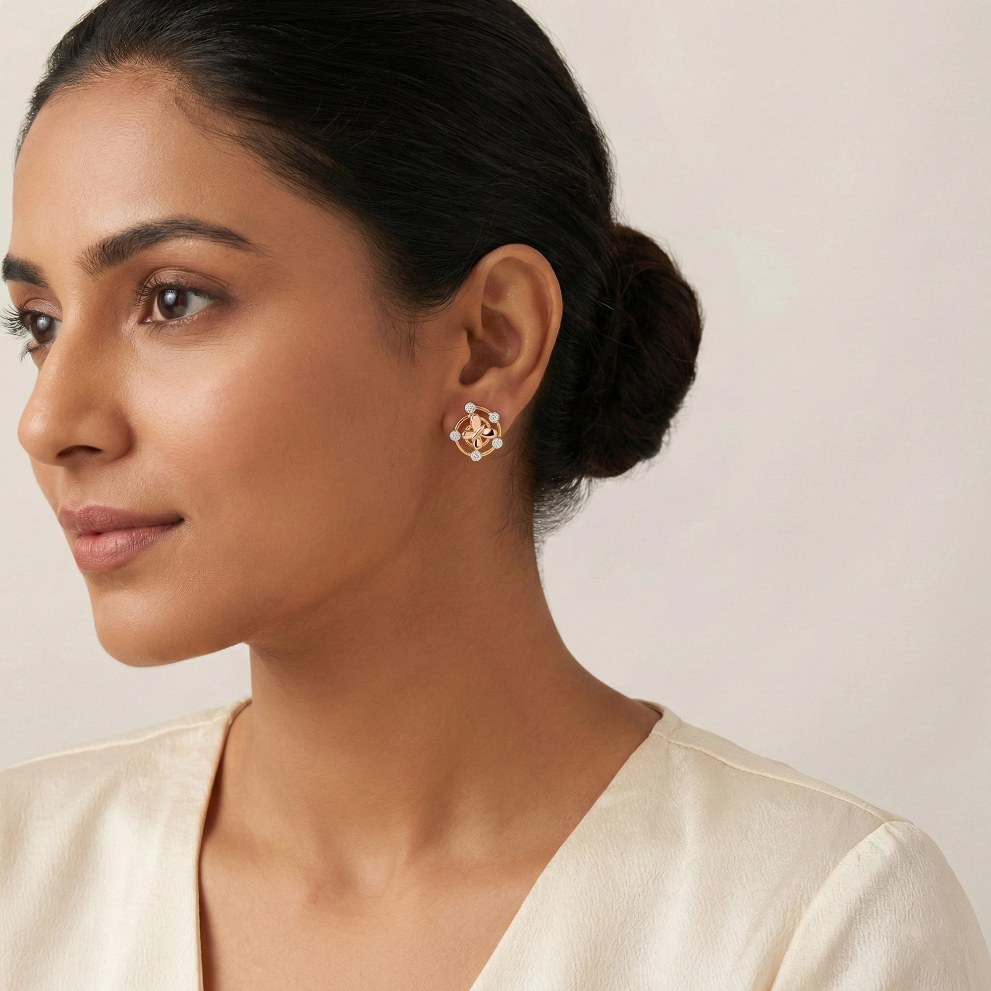 Yellow Gold Diamond Earrings thumbnail 3