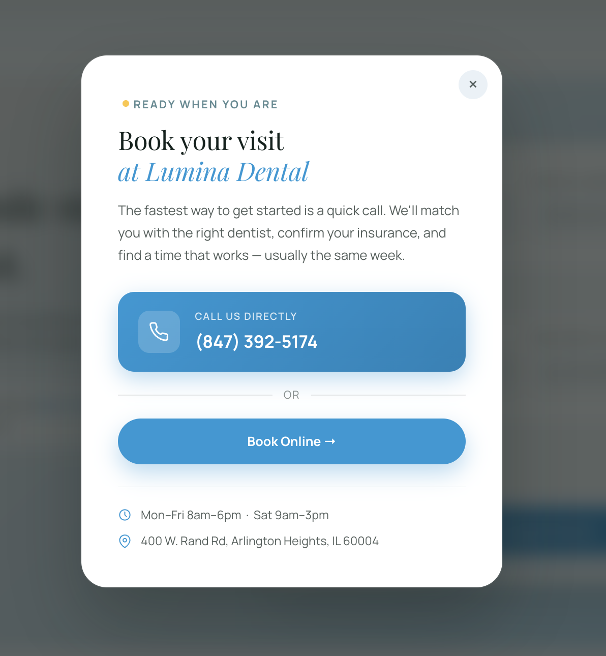 Lumina Dental — transparent pricing table