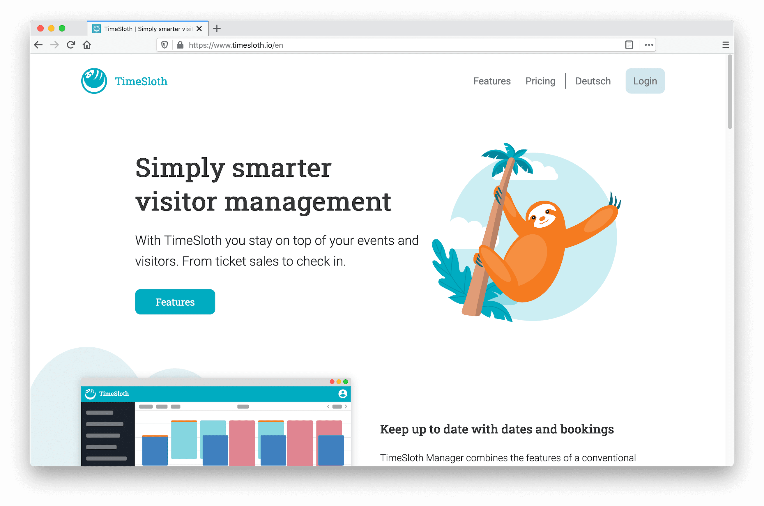 TimeSloth Website screenshot