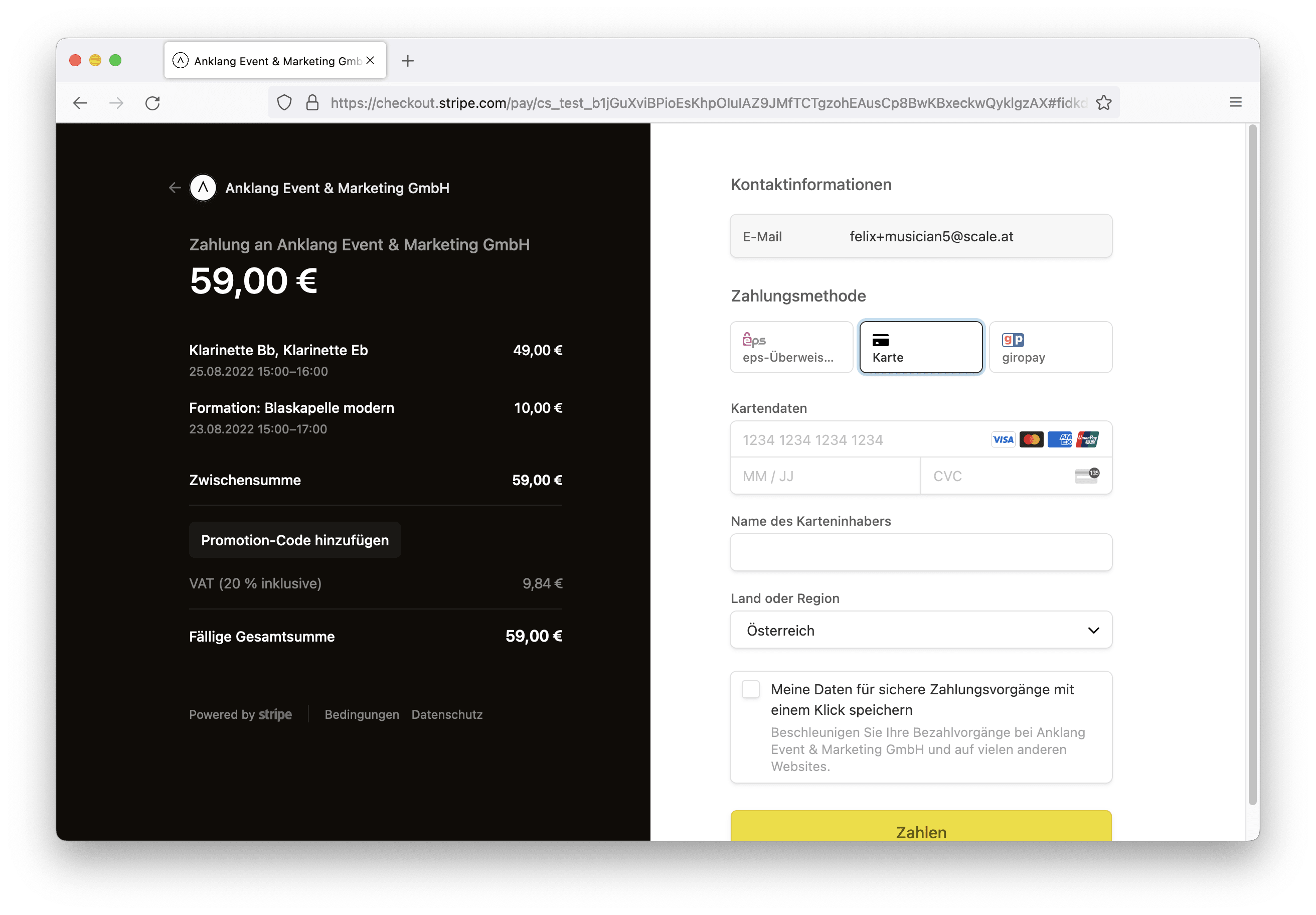 Stripe Checkout Flow