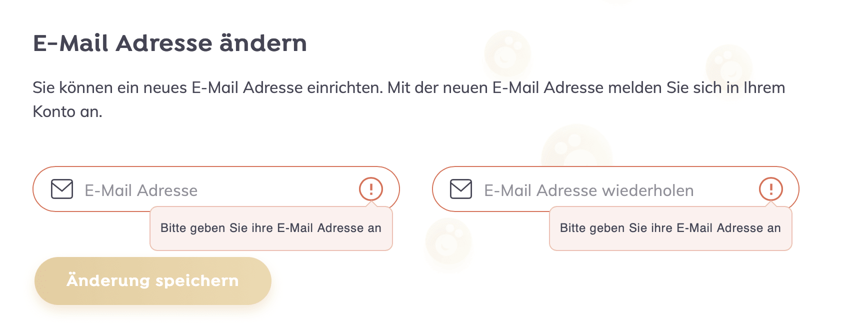 The same form with two input fields without values but placeholder text instead.