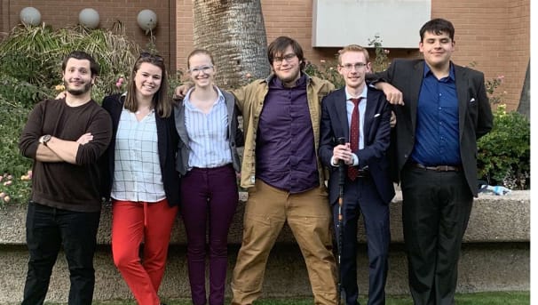 Group photo of NAU Mock Trial, six students 