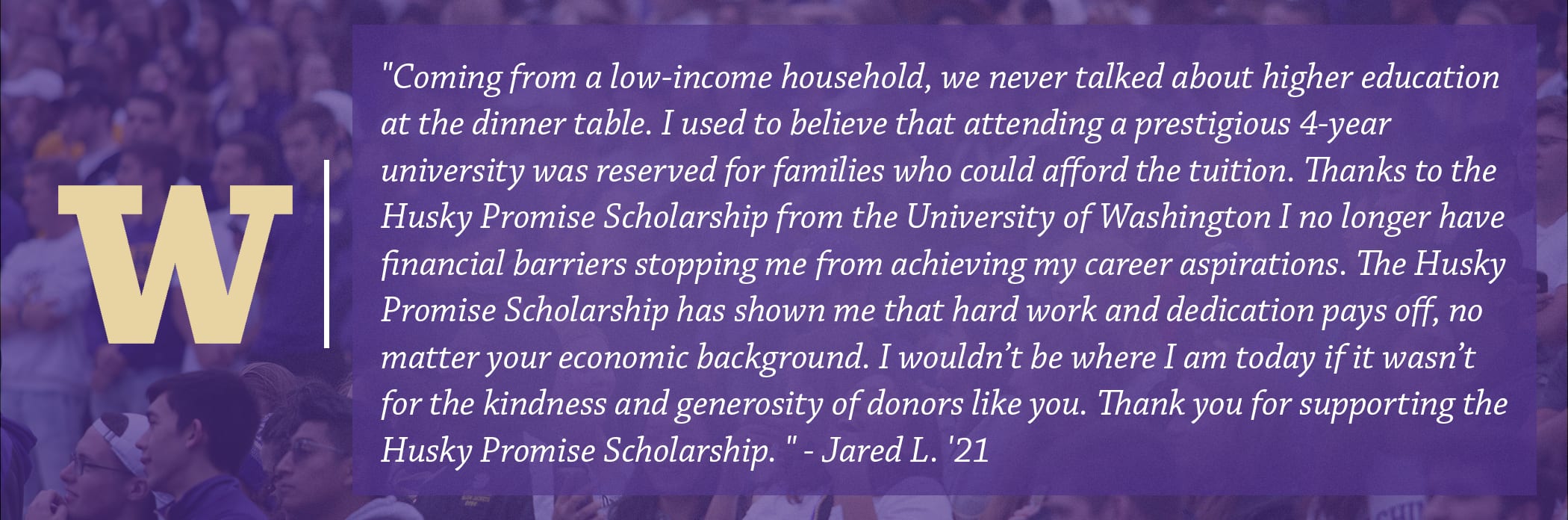 Husky Giving Day 2021 Husky Promise Scholarship