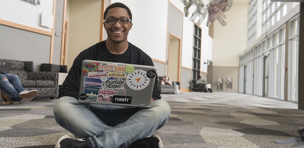 Image: Student sitting in the Student Union