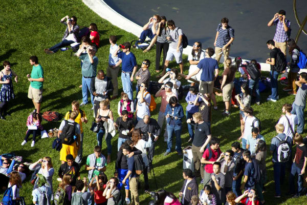 A partial solar eclipse viewing on UC Berkeley campus