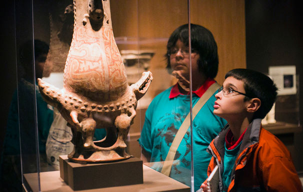 Two young boys view art at the Carlos Museum