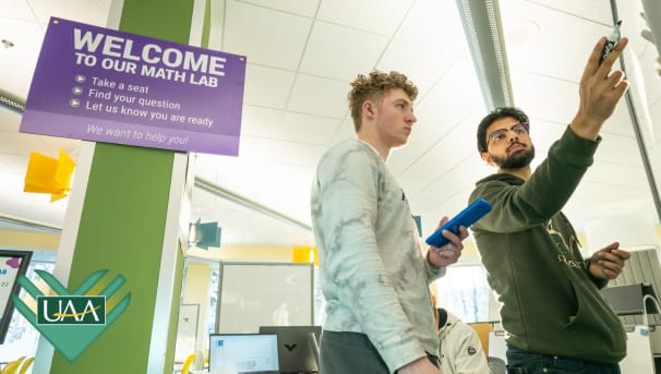 UAA Students study for physics and calculus in UAA's Learning Commons.