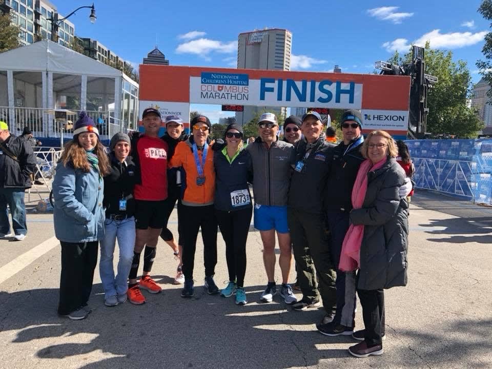 A large group of supporters for the pair of runners