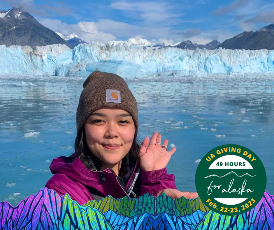 PWSC student Standing in front of glacier