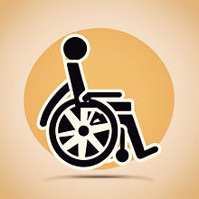 A black and white image of a person in a wheelchair

Description automatically generated