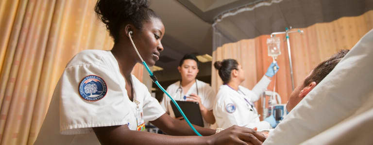 nursing student with stethoscope 