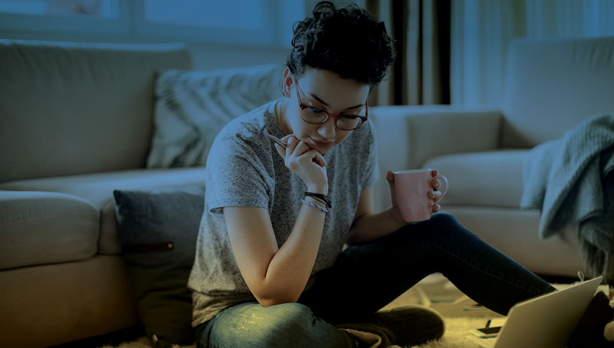 student working from home