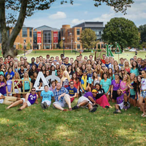 Greek Life members gather together on campus