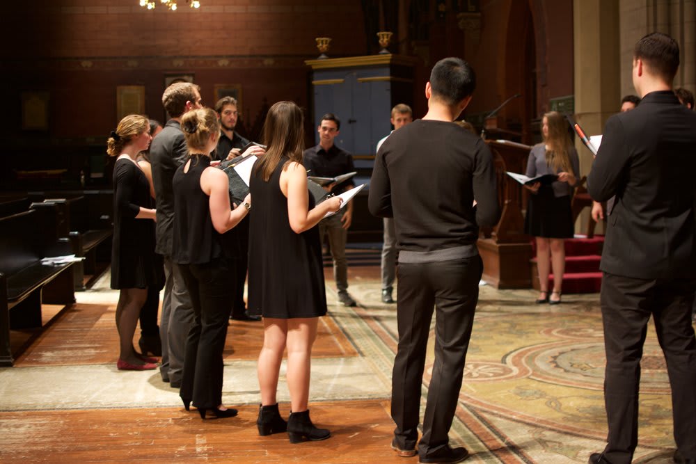 Rehearsing in Sage Chapel