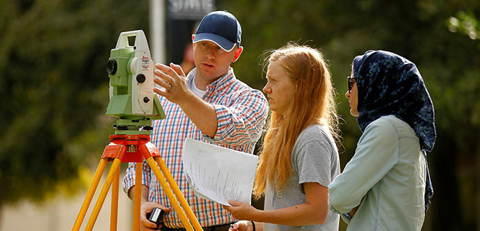 Engineering students learn about surveying