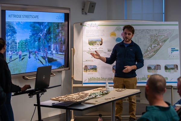 Student presentation for the project Urban Design Connecting Buffalo happened in December 2022 in Hayes Hall