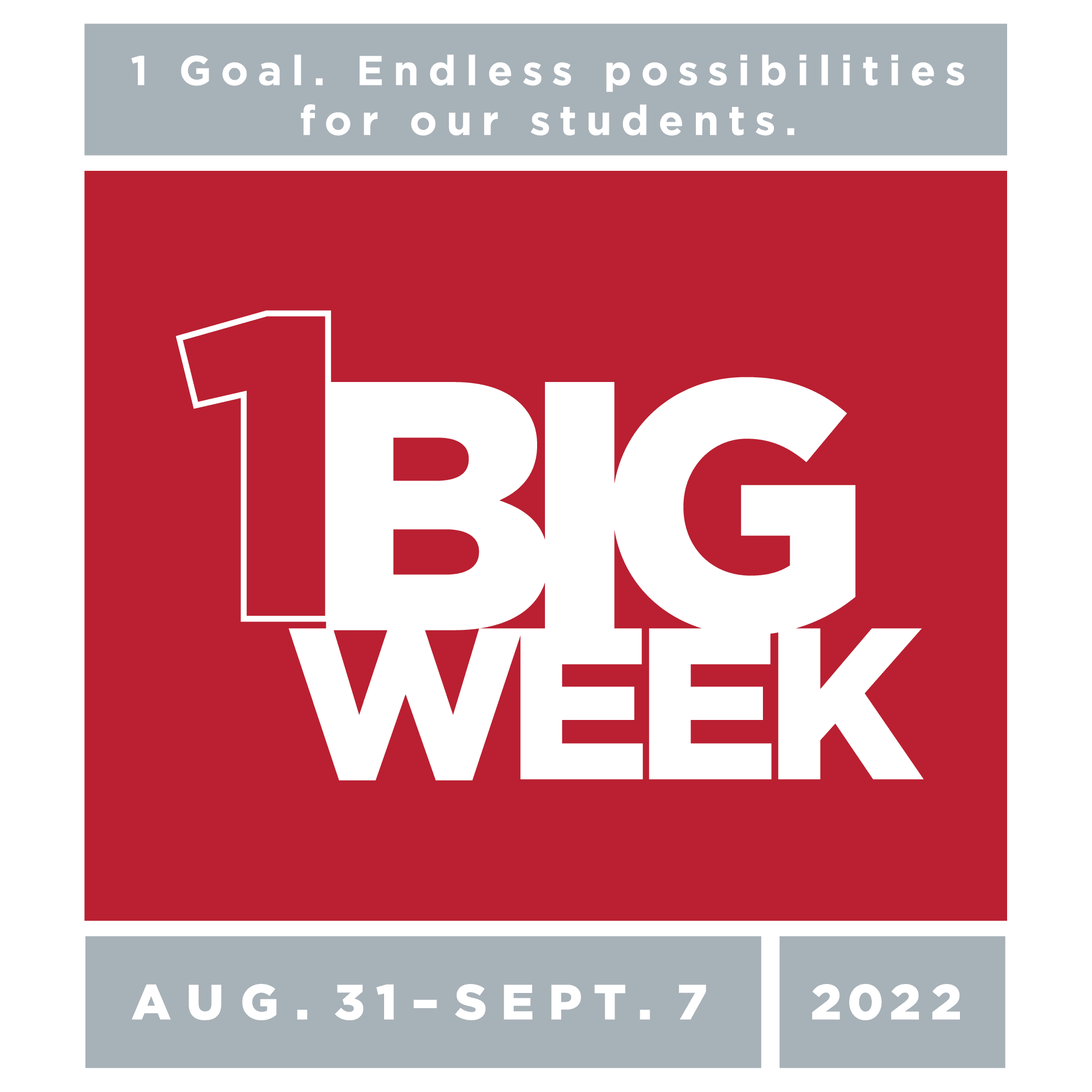 The 1 Big Week poster for the week of August 31 to September 7th, 2022 