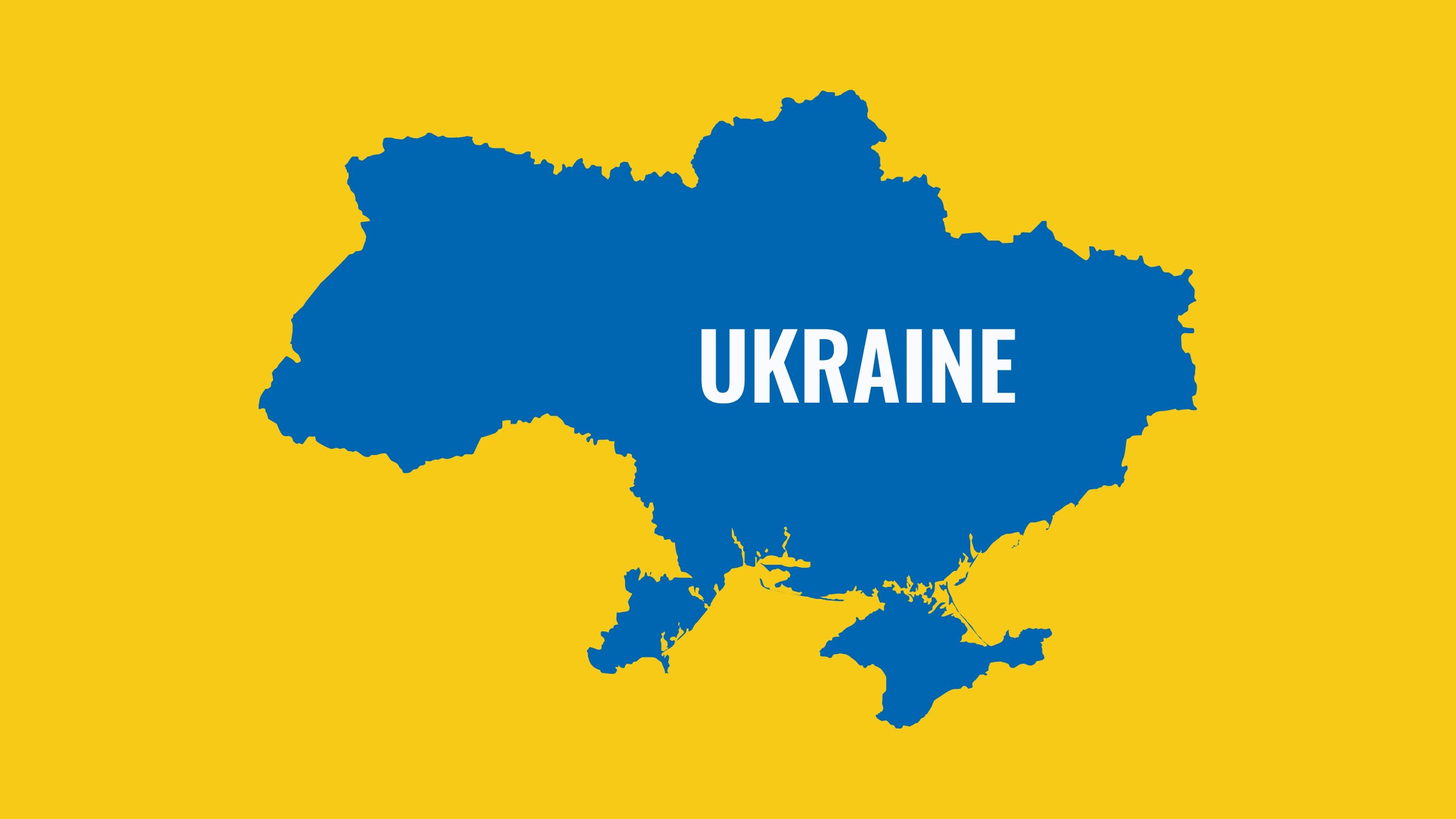 Map of Ukraine blue on yellow background