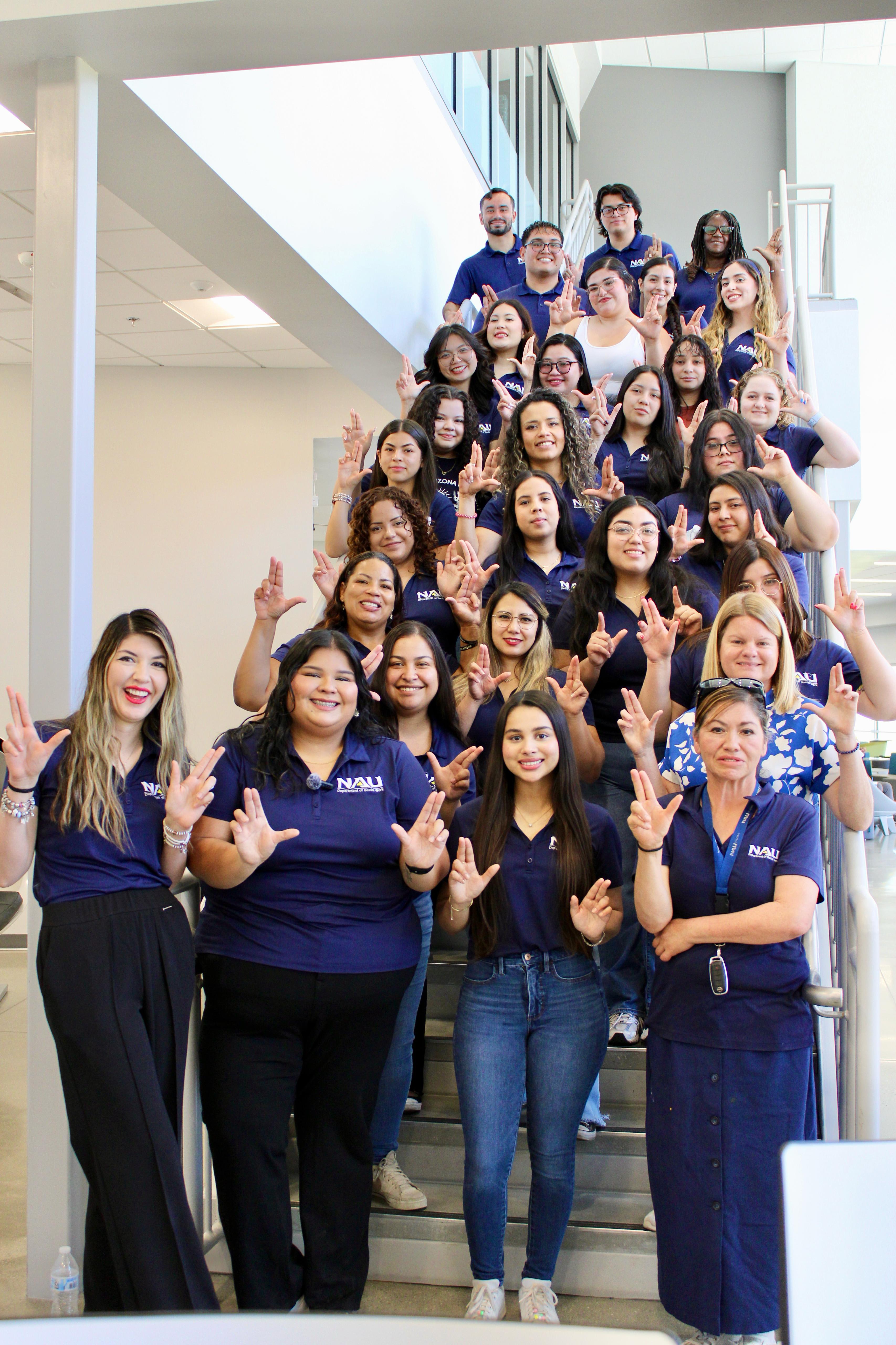 NAU-Yuma Social Work Club Group photo on the stairs