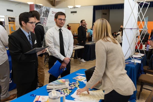 Two business students at the FCB career fair