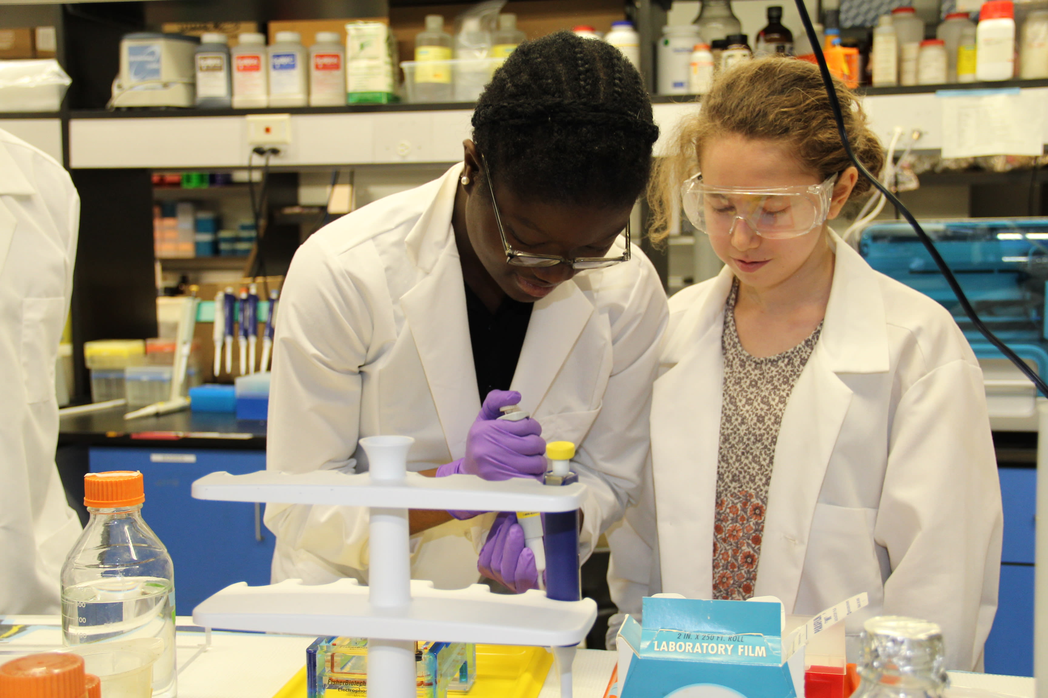 students working together in a chemistry lab