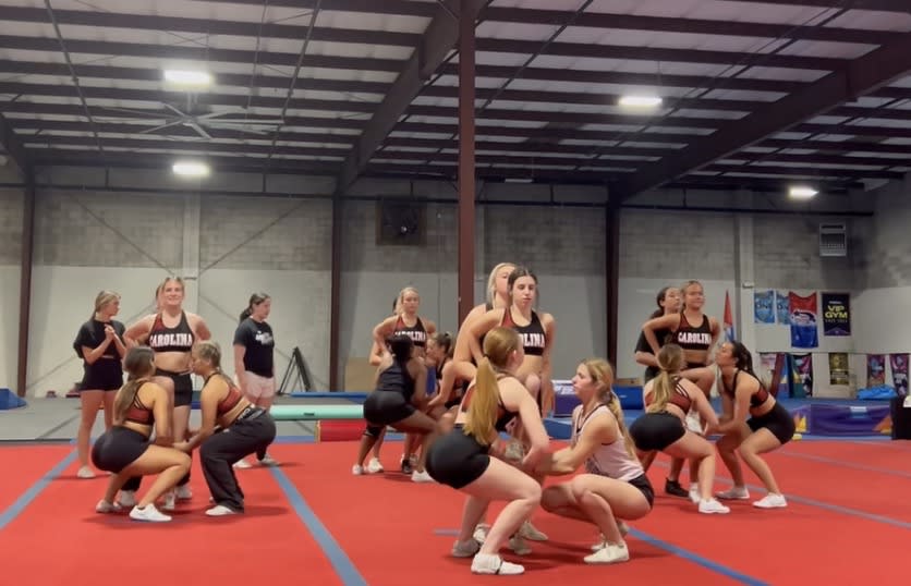 Carolina Club Cheer practicing routine