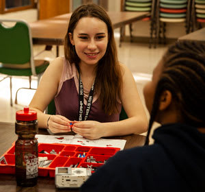 Girls learning at NIU STEAM summer camp