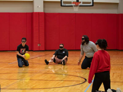 Students in our Alliance for Disability Awareness student club play Goalball.