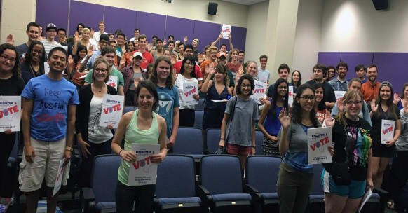 Photo of people being sworn as Volunteer Deputy Registrars