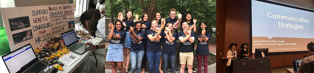 Genetic Counseling Collage with presentations and class picture